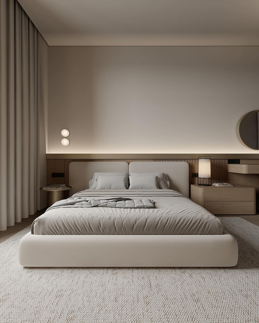 A modern, minimalist bedroom