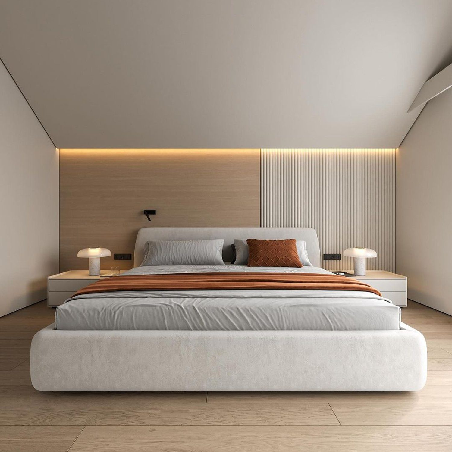 A modern and minimalist bedroom design