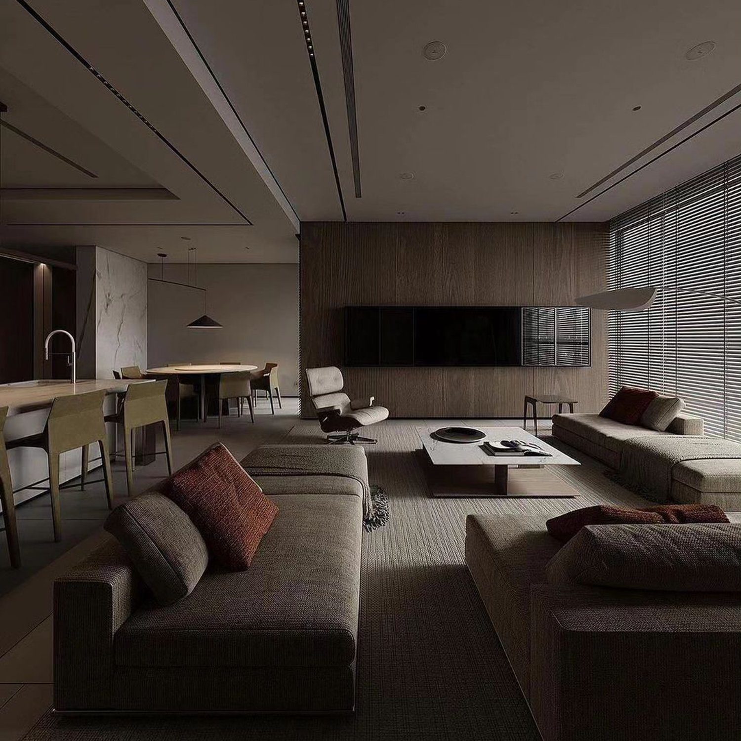 A modern living room with minimalist design