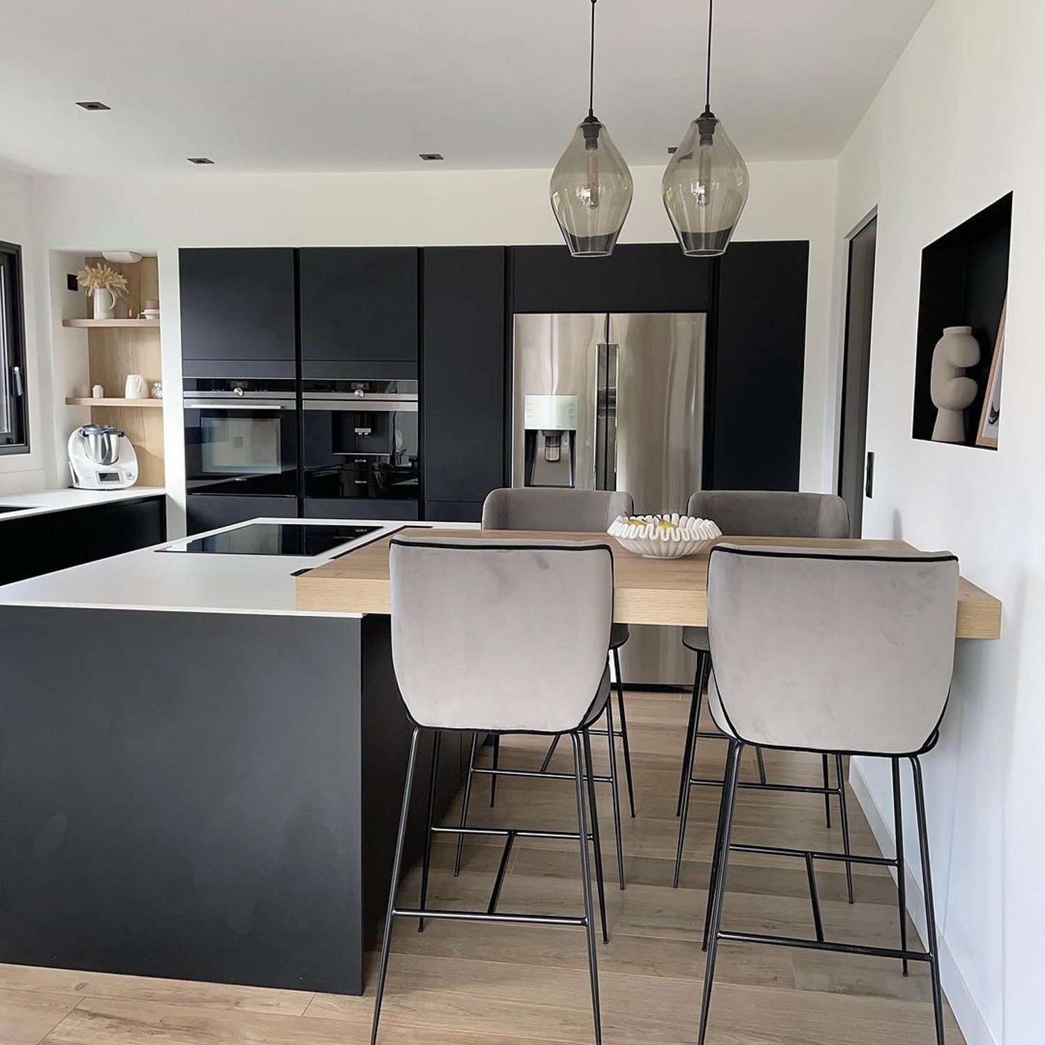 Modern kitchen with monochromatic color scheme