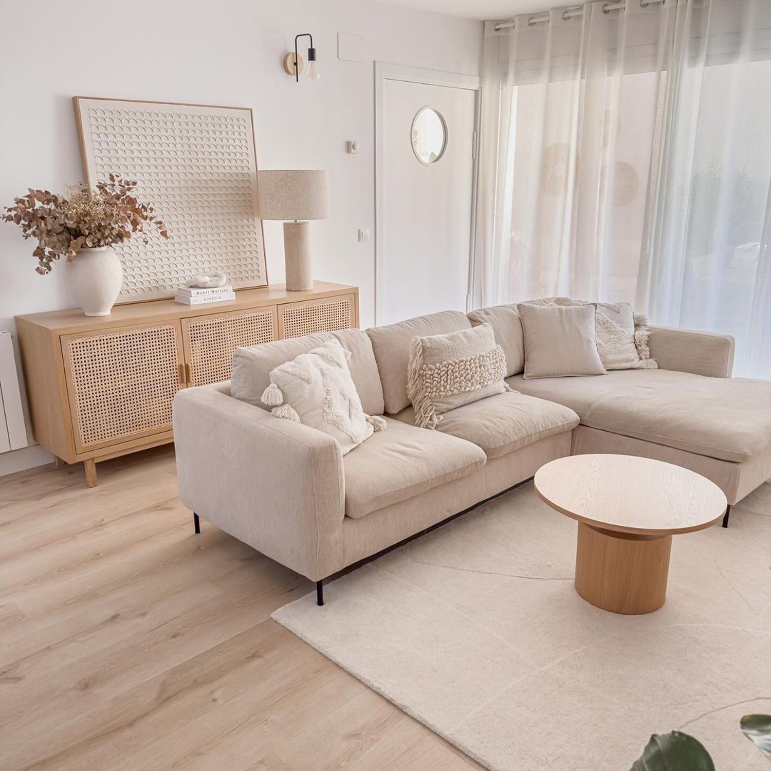 Chic minimalist living room with natural light