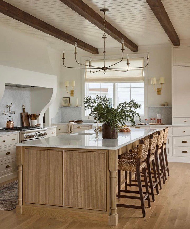 A modern kitchen with a blend of rustic charm and contemporary elegance.