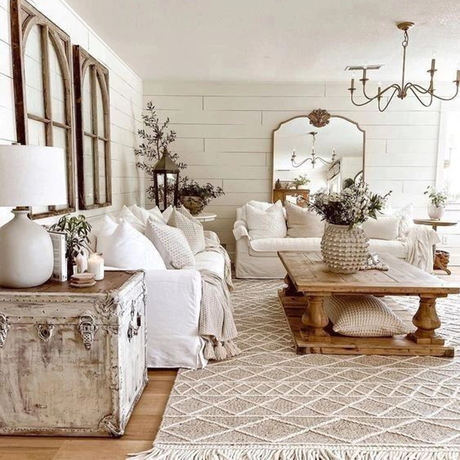 Cozy and elegant living room with a neutral color palette