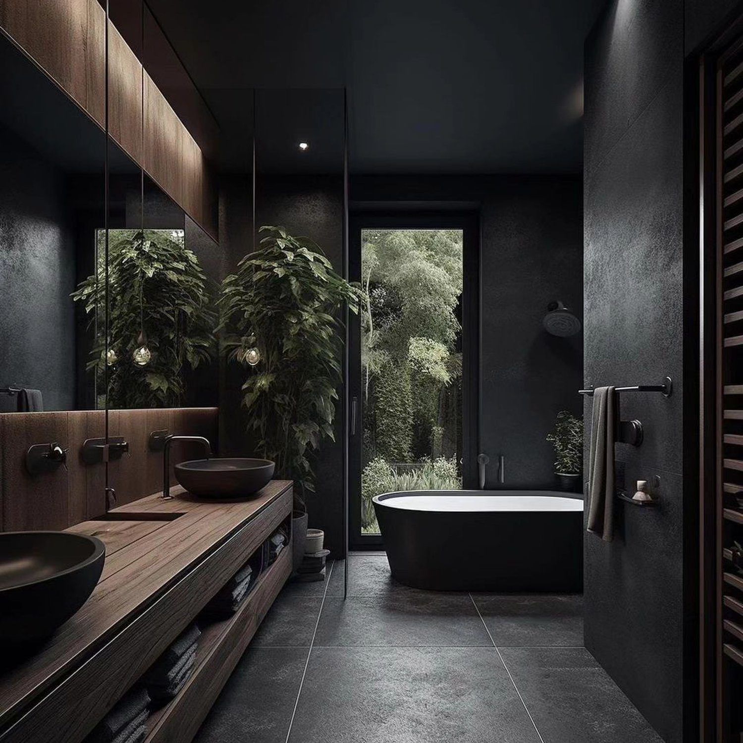 A serene bathroom with natural elements