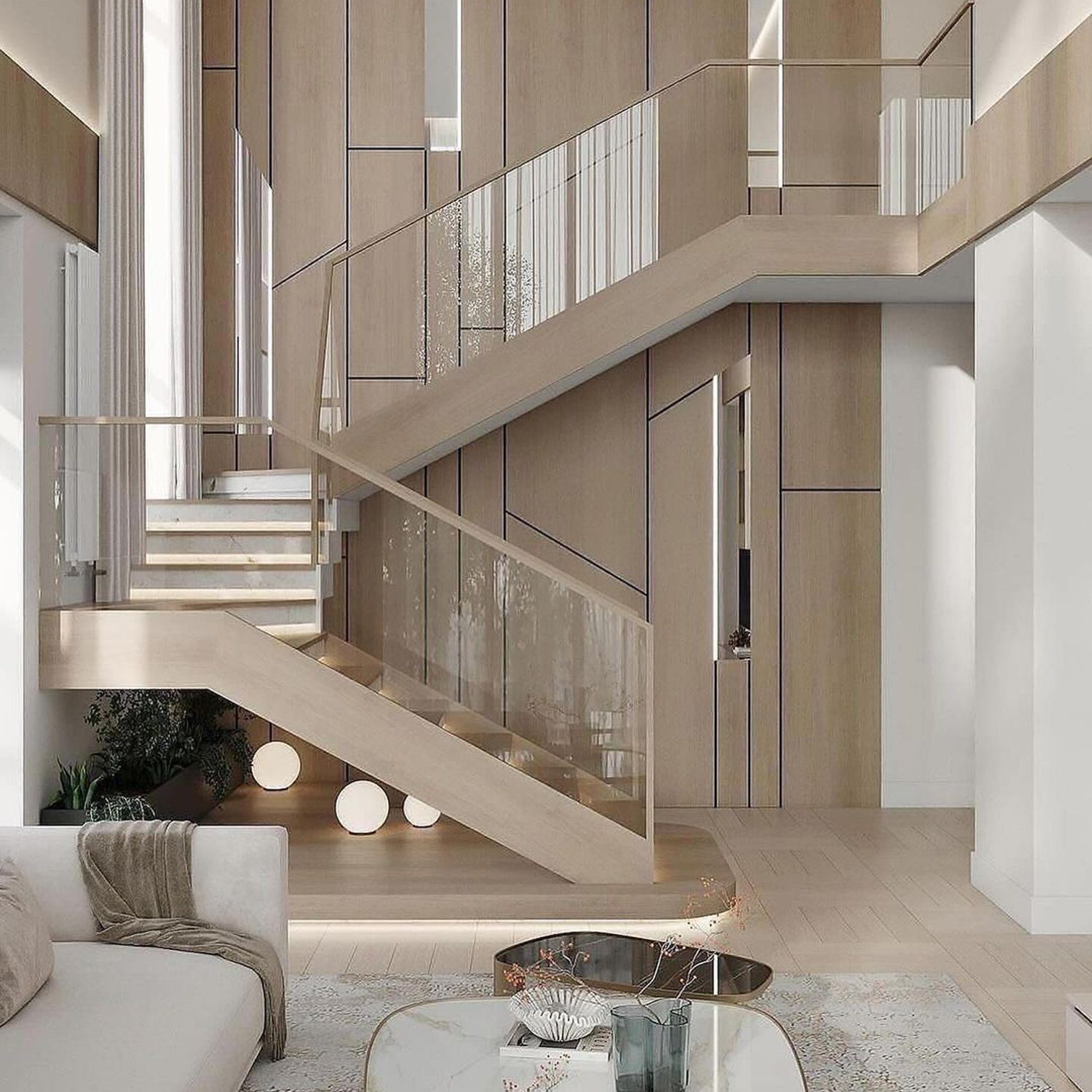 Elegant modern staircase in a luxurious interior