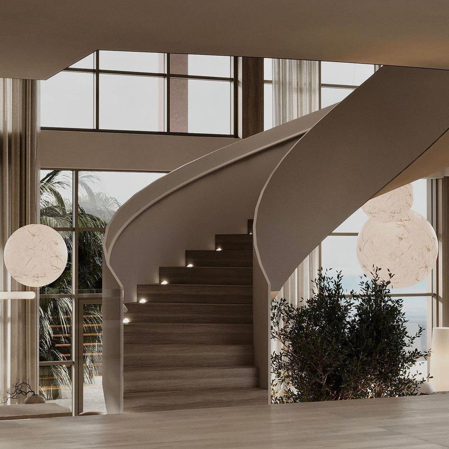 Stunning modern staircase with integrated lighting