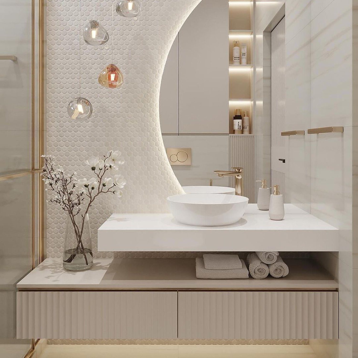 Elegant white bathroom with a modern design