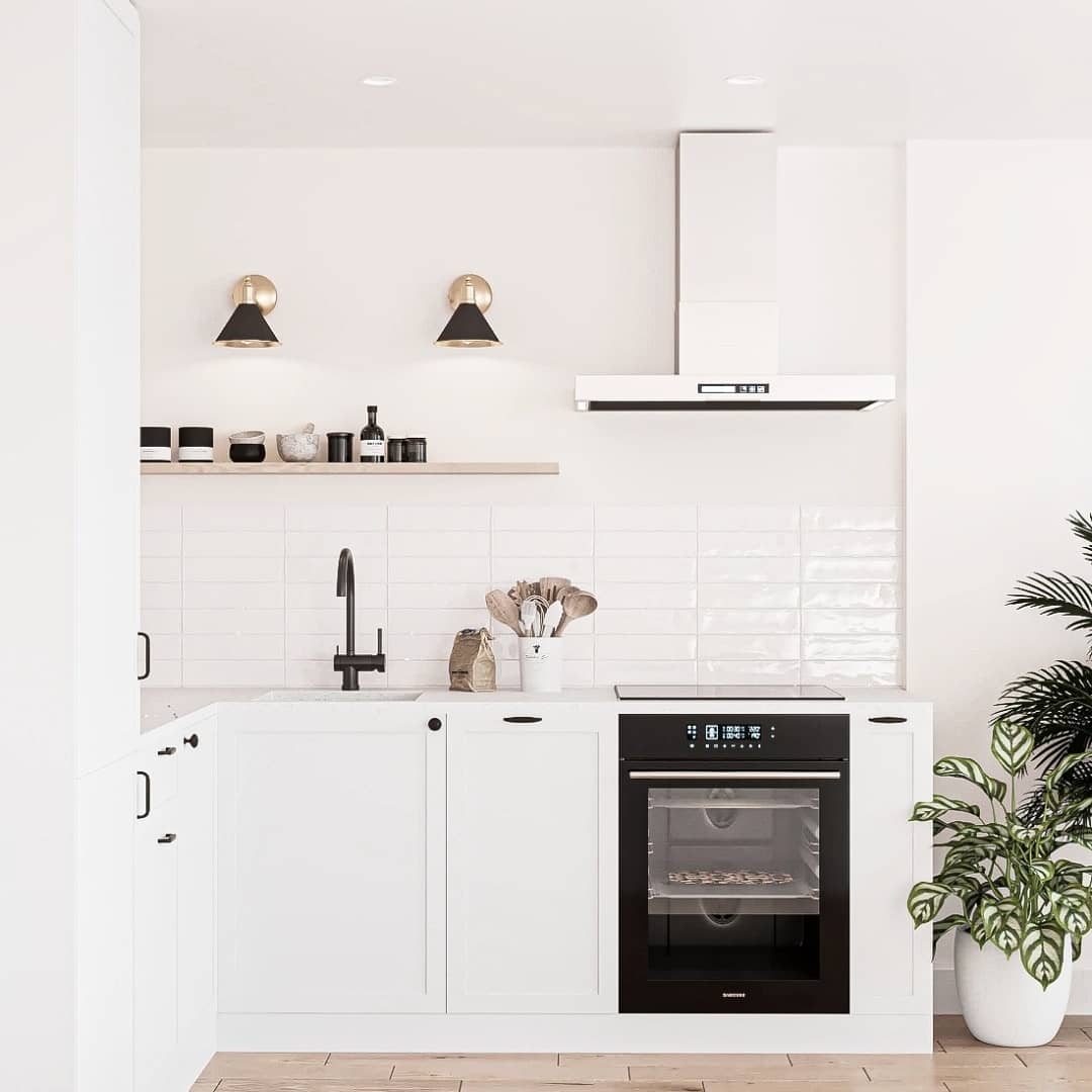 Modern white kitchen with minimalist design