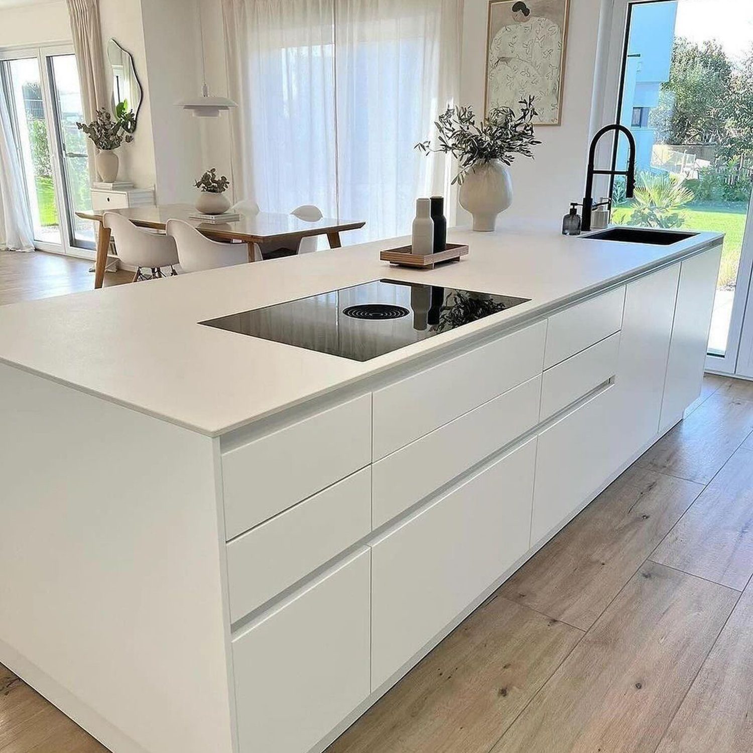 A sleek modern kitchen with minimalist design