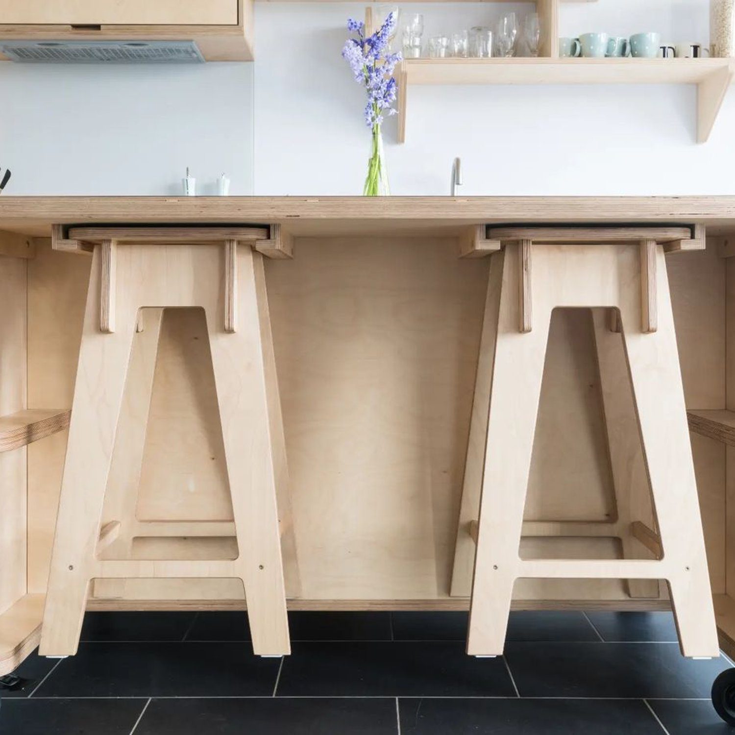 Modern kitchen with trestle stools