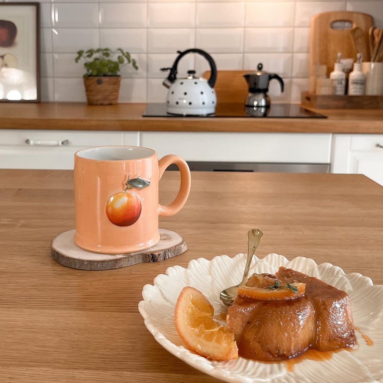 Cozy kitchen with morning breakfast