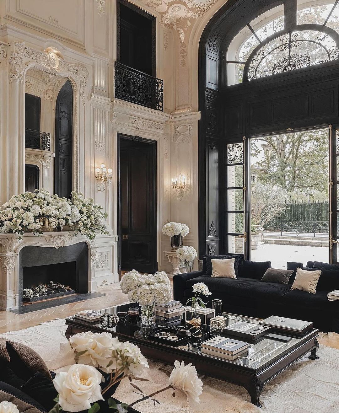 Luxurious living room with intricate details