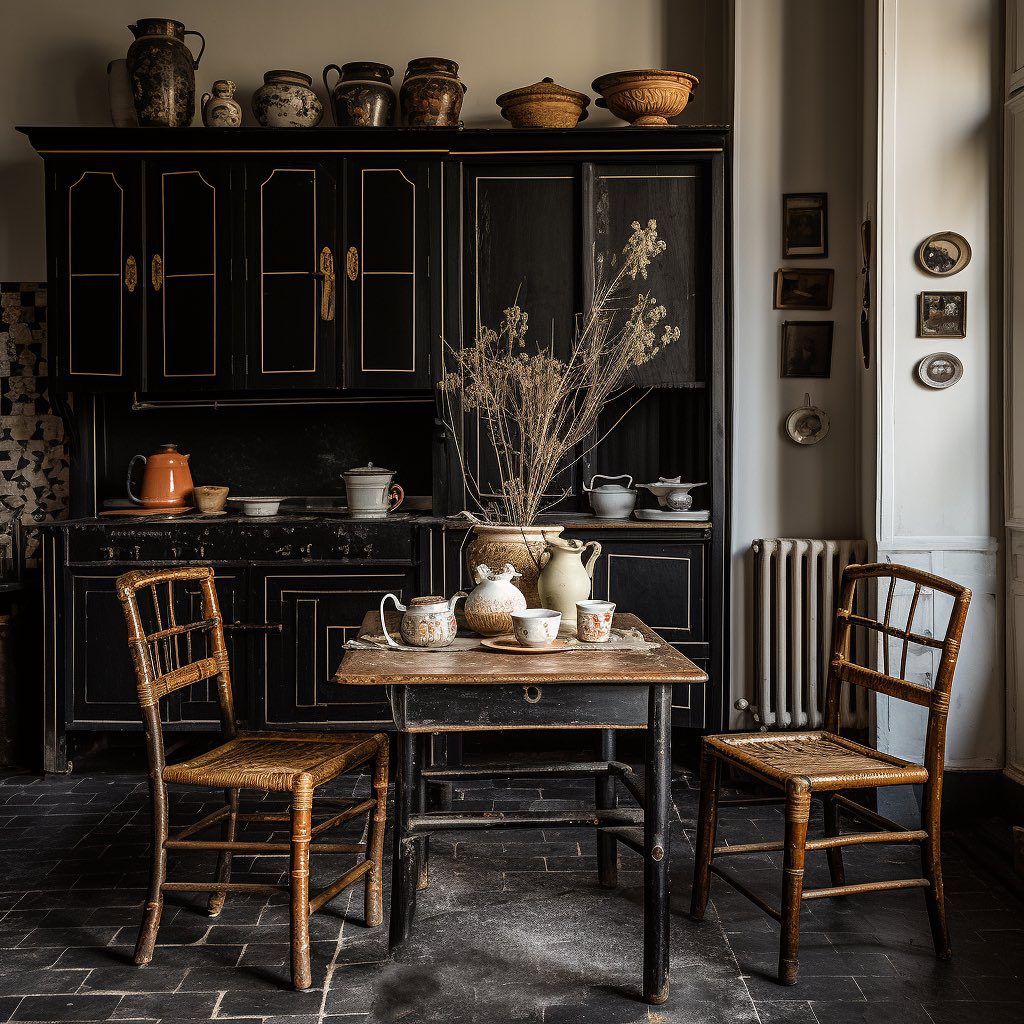 A quaint kitchen setting with a rustic charm