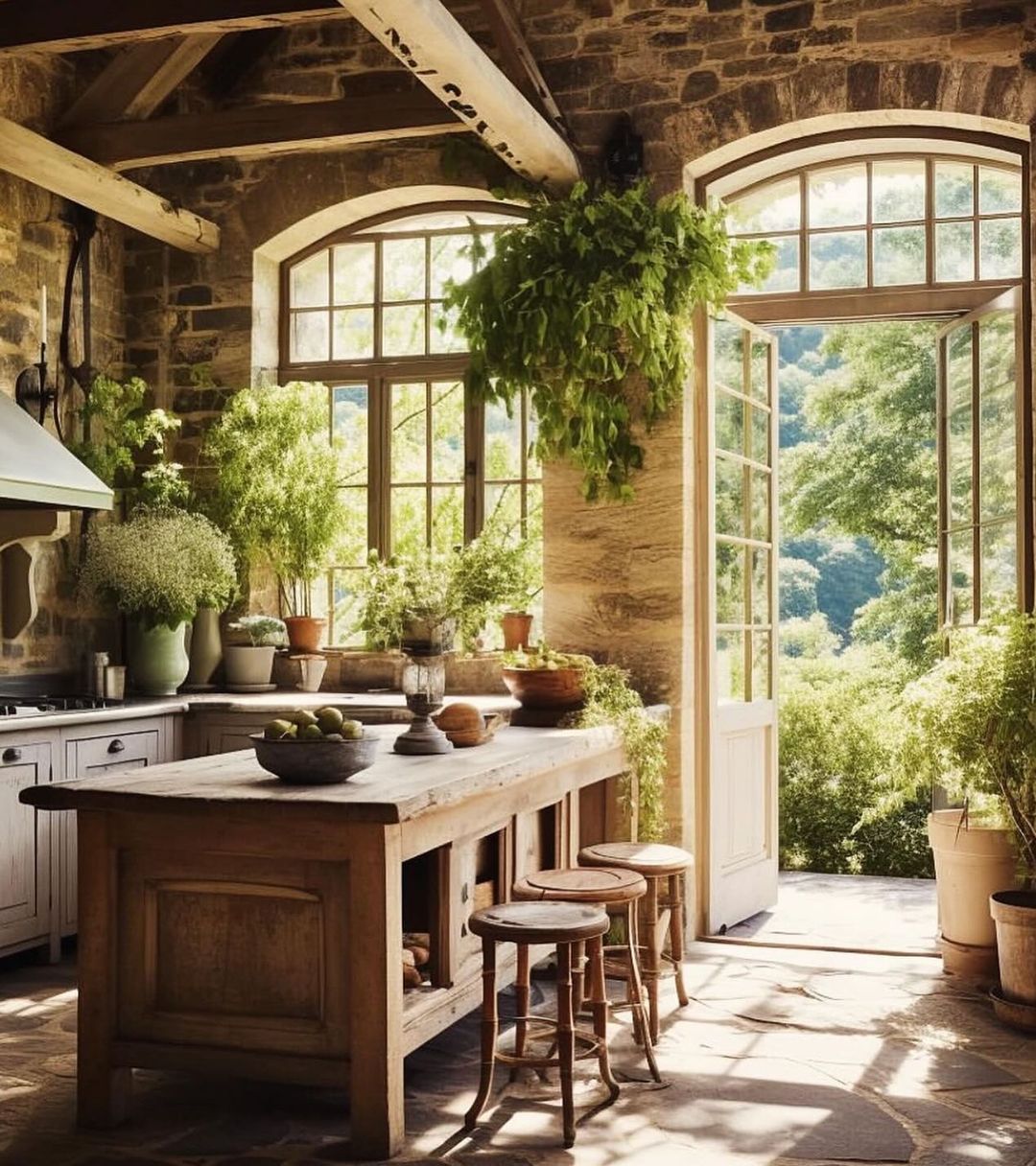 A rustic kitchen space that exudes warmth and charm