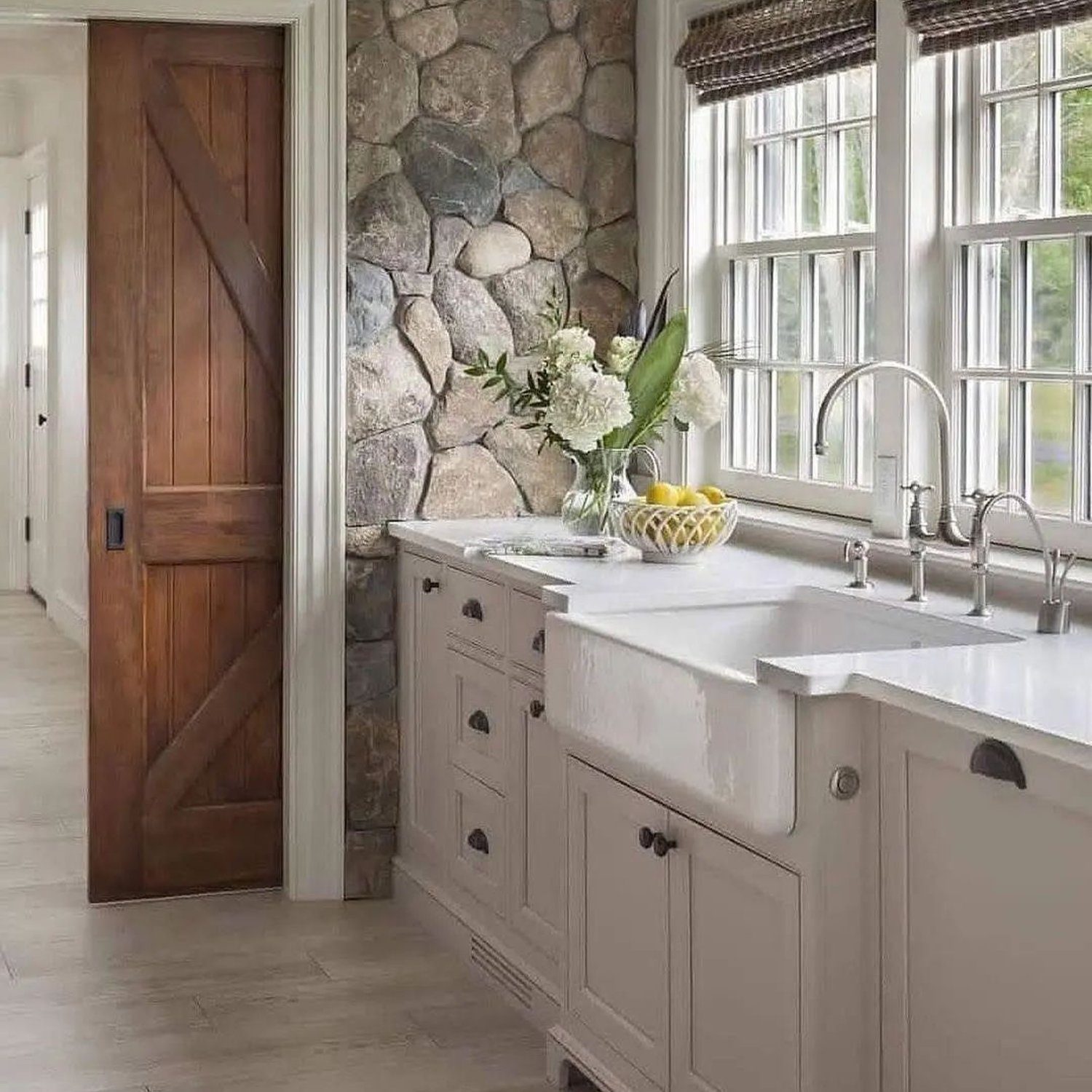 A harmonious blend of natural textures in a kitchen space