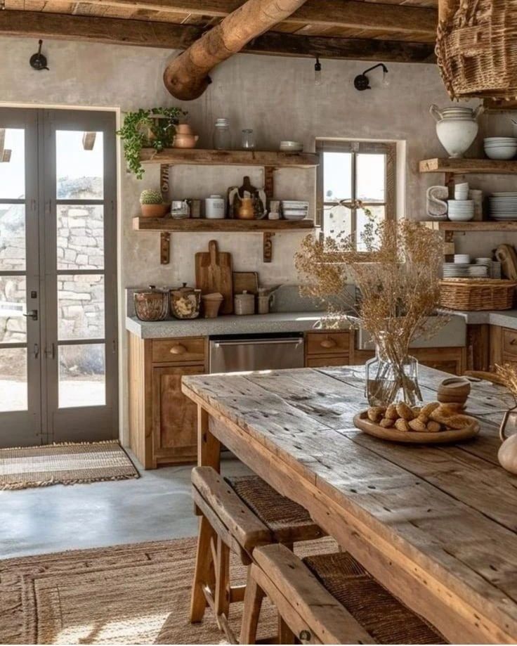 A cozy rustic kitchen