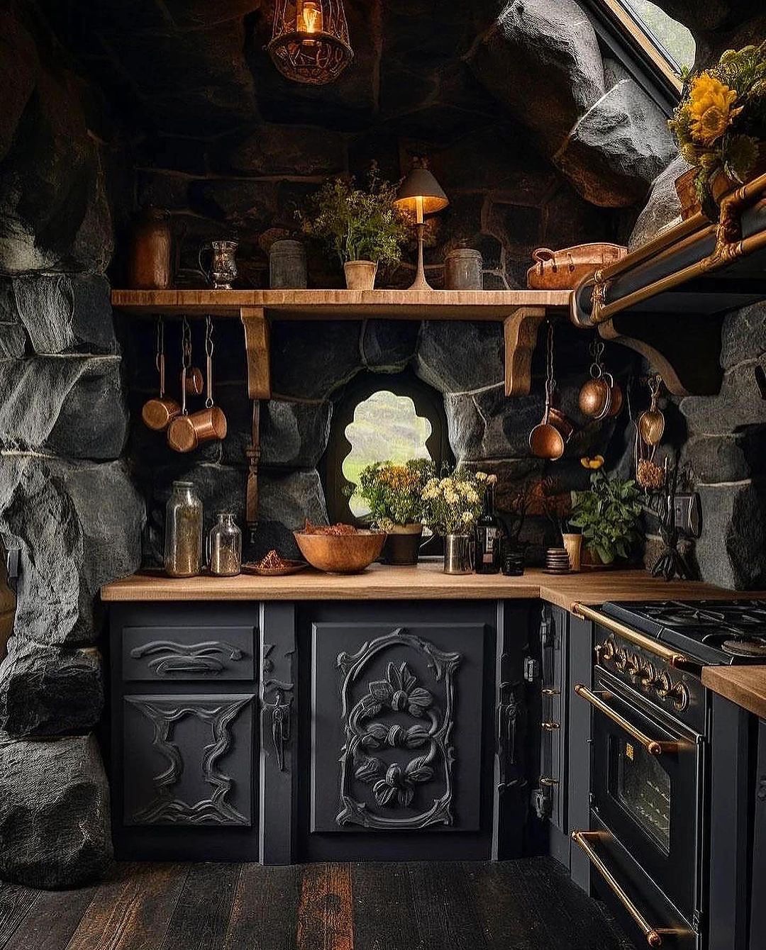 A rustic stone-built kitchen with a modern touch