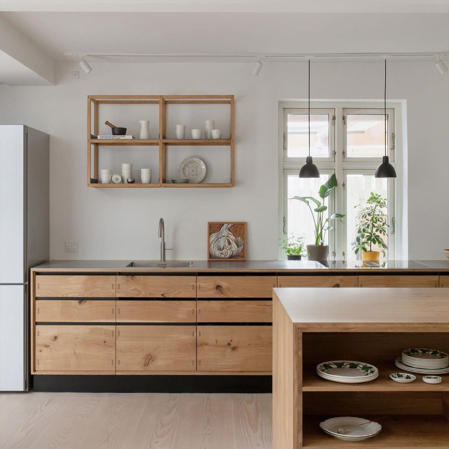 Scandinavian style kitchen with wooden features