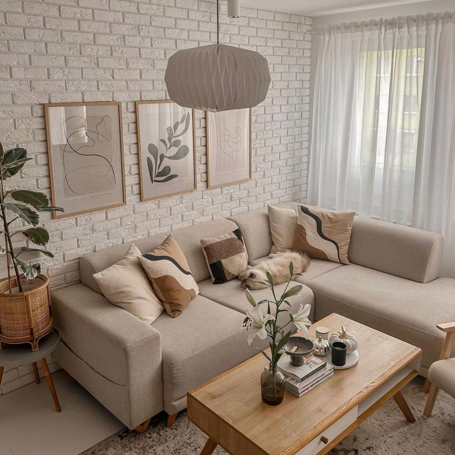 Scandinavian style living room with neutral color palette