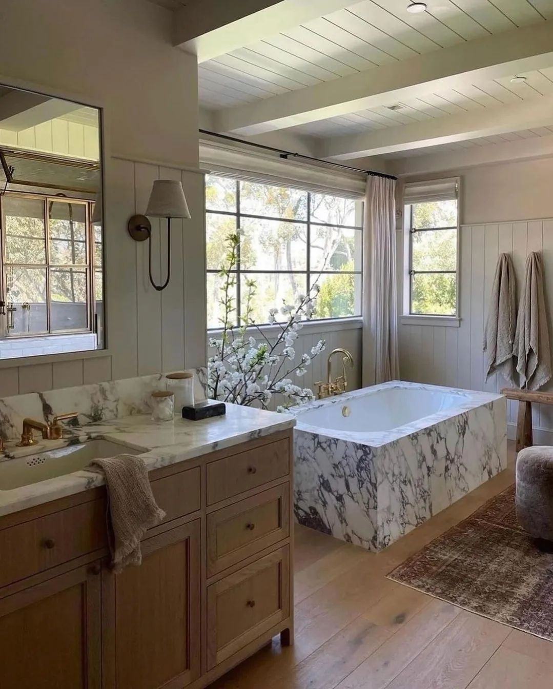 A serene bathroom with abundant natural light