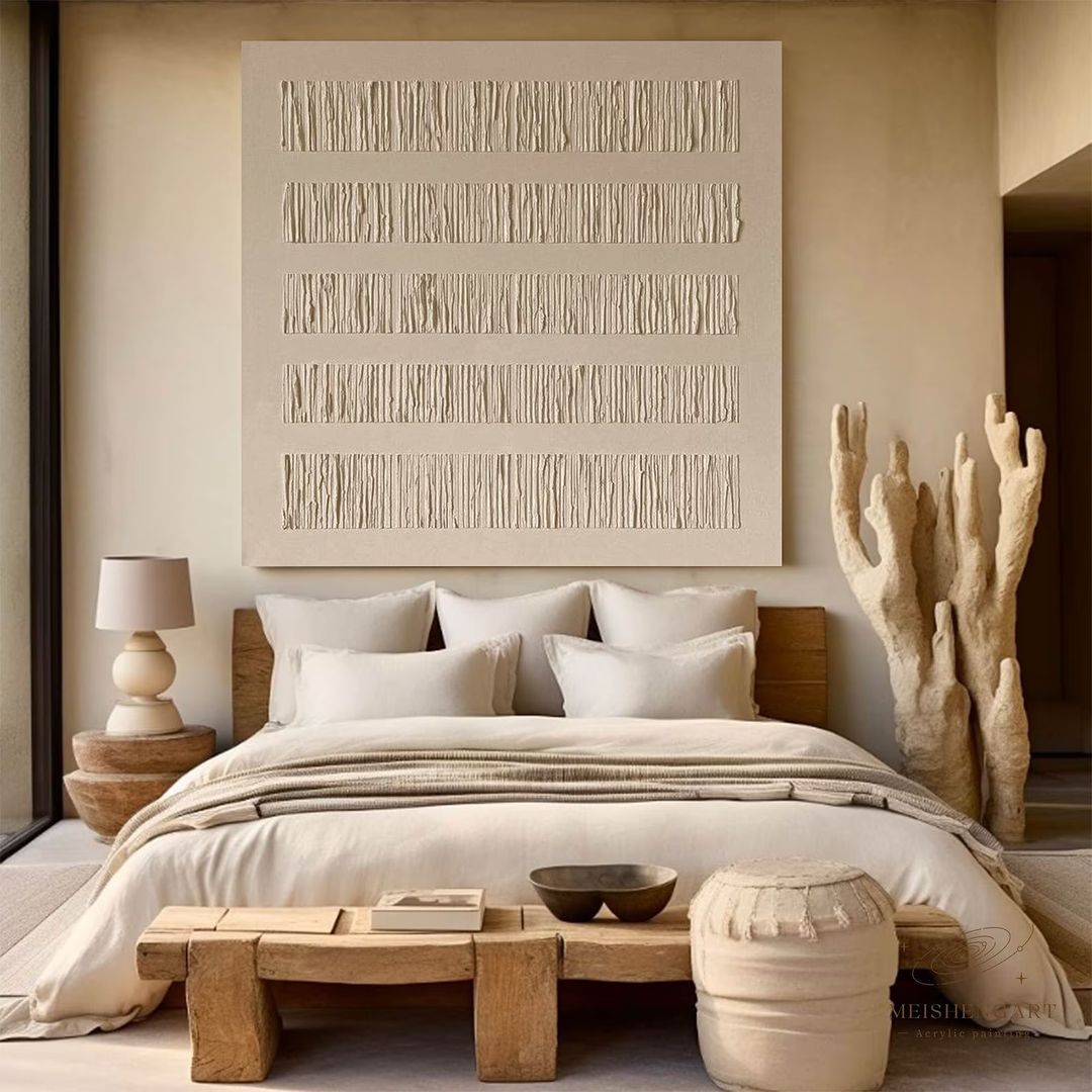 A serene bedroom with natural tones