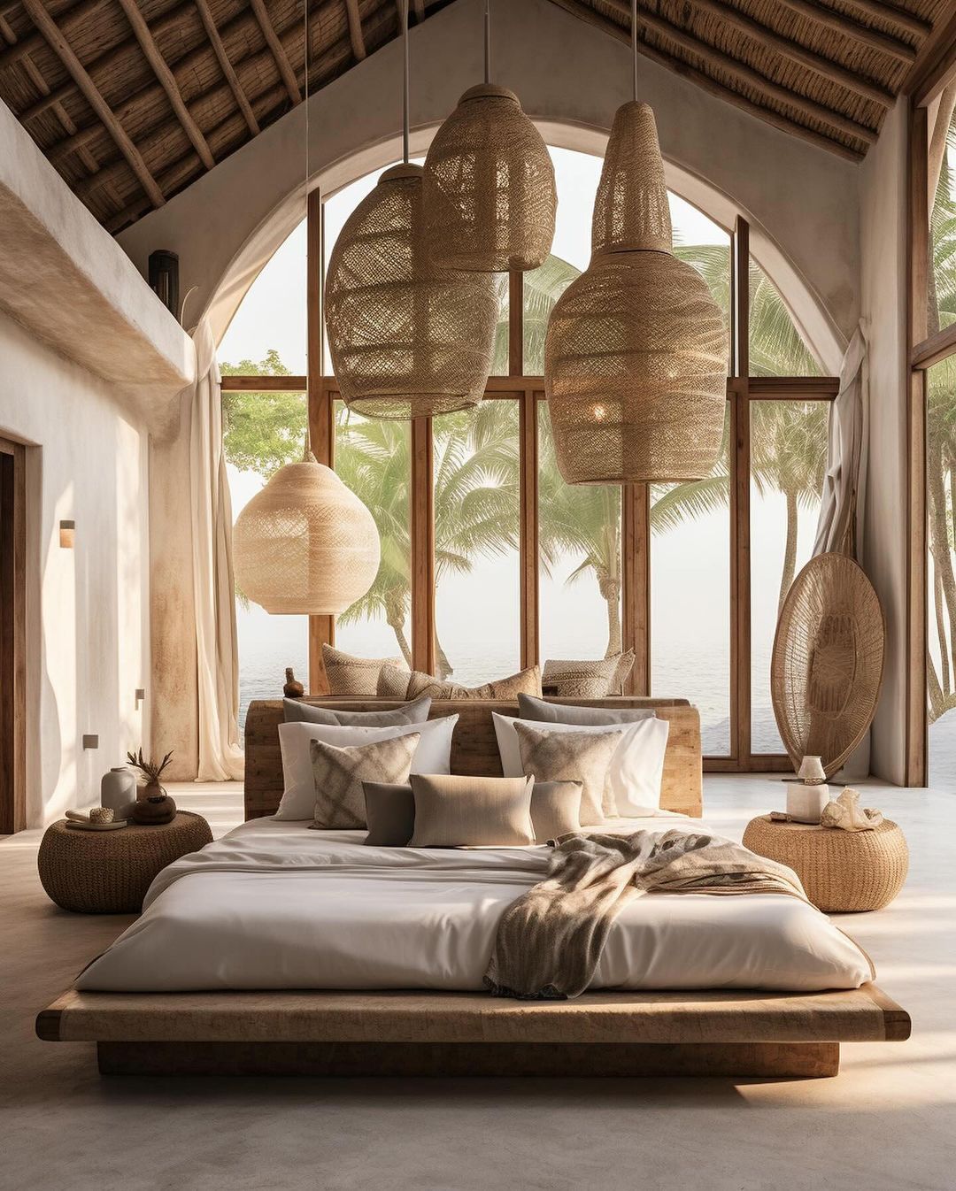 A serene bedroom oasis with natural elements