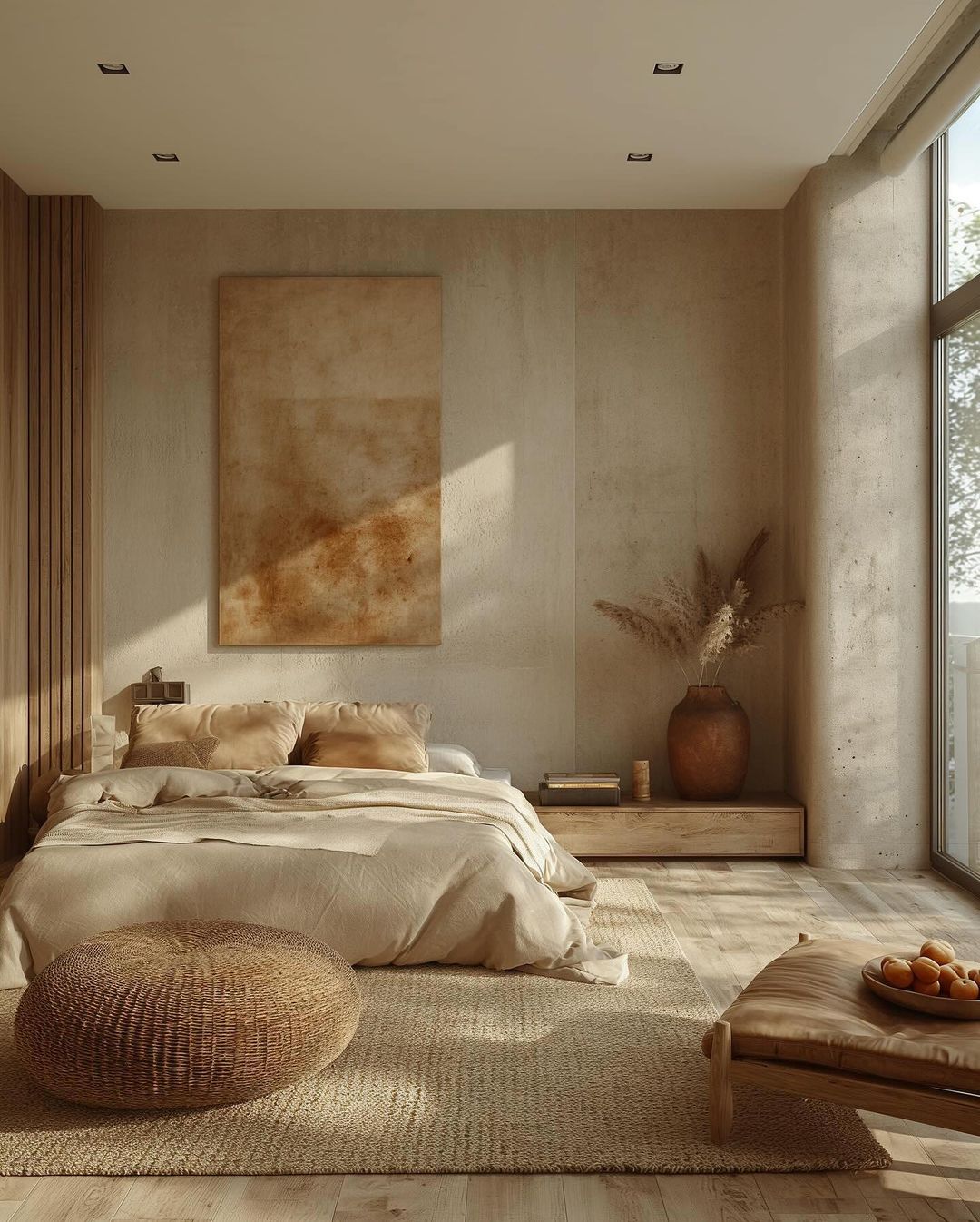 Contemporary and serene bedroom design with natural light