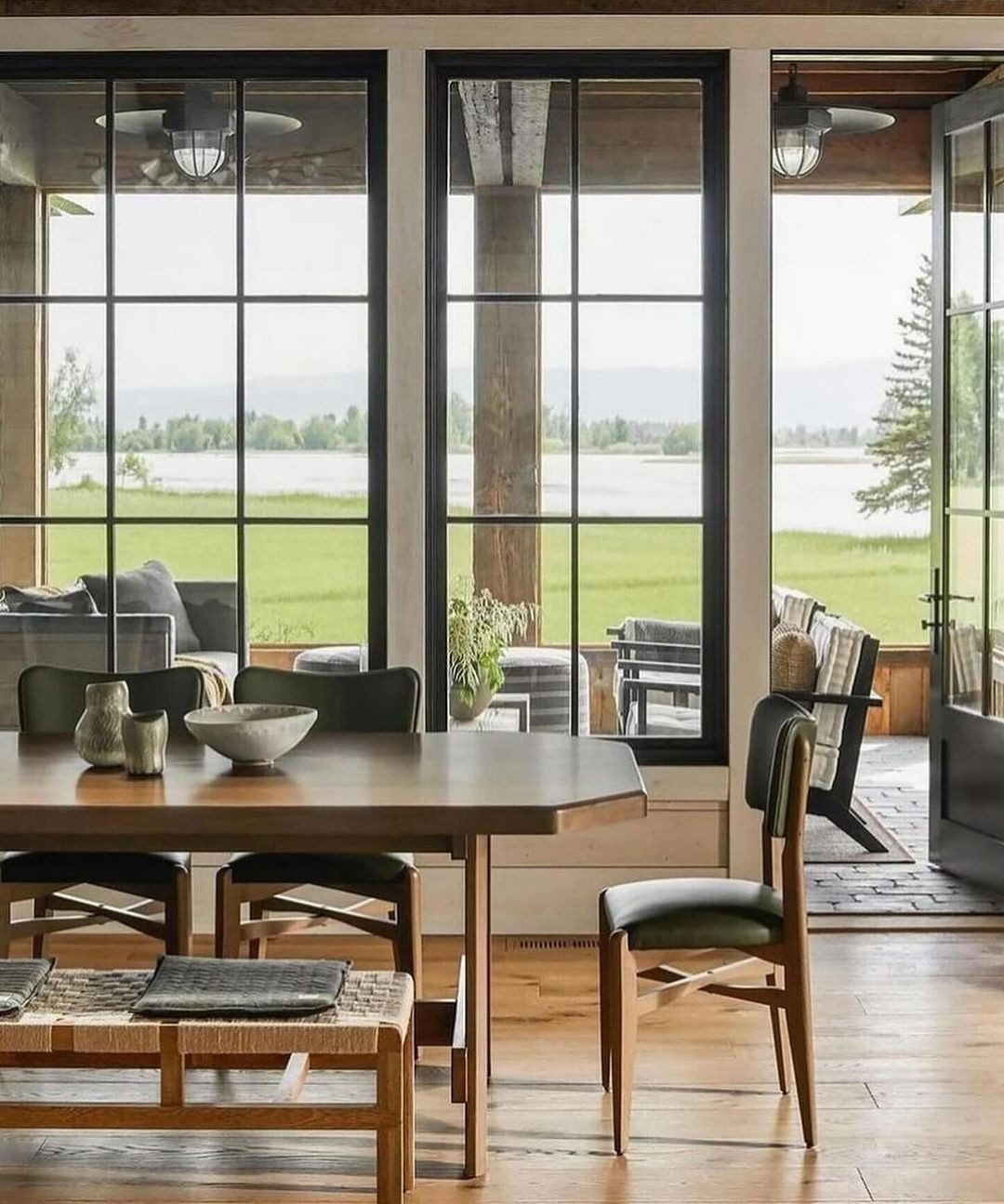 A serene dining area with a view