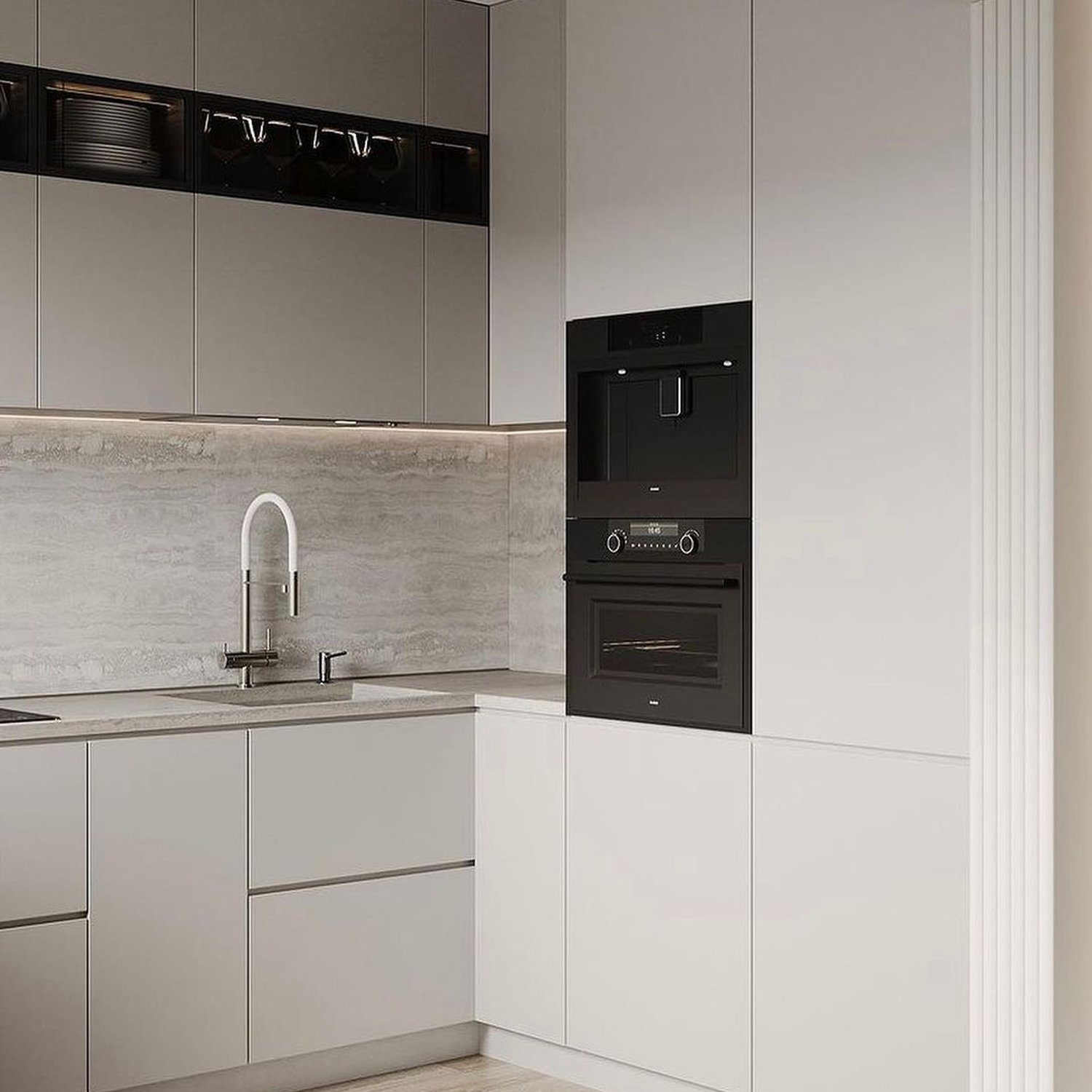 Sleek and Modern Kitchen with Integrated Appliances