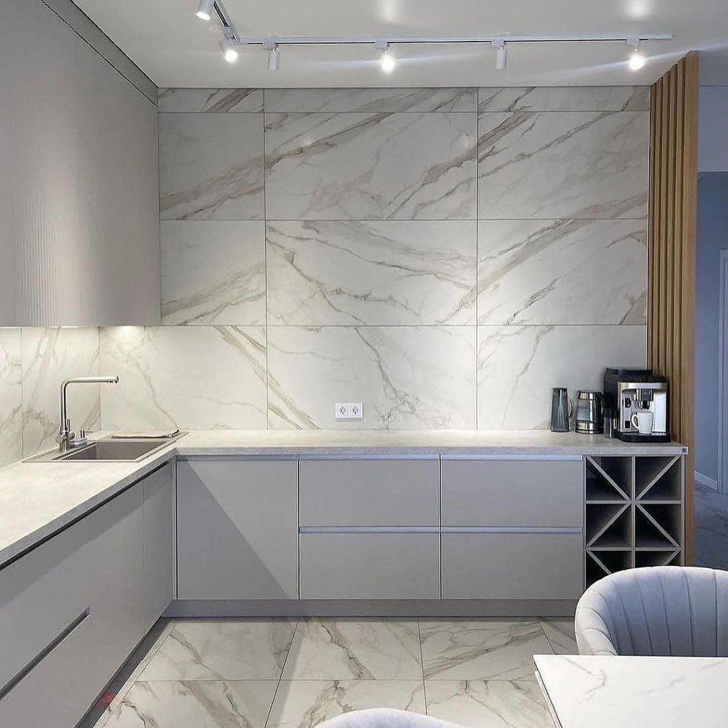 Minimalist Kitchen Design with Marble