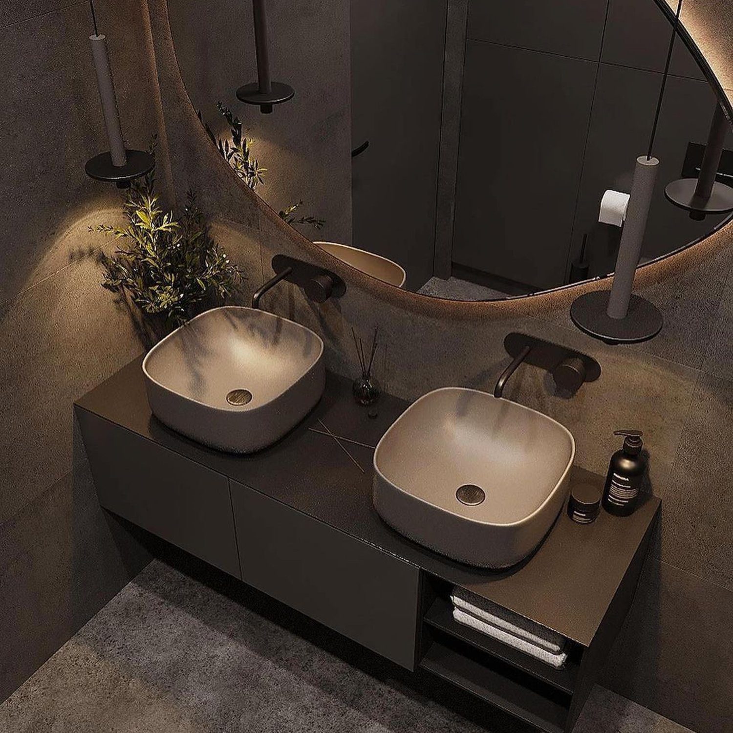 Stylish modern bathroom with dual sinks