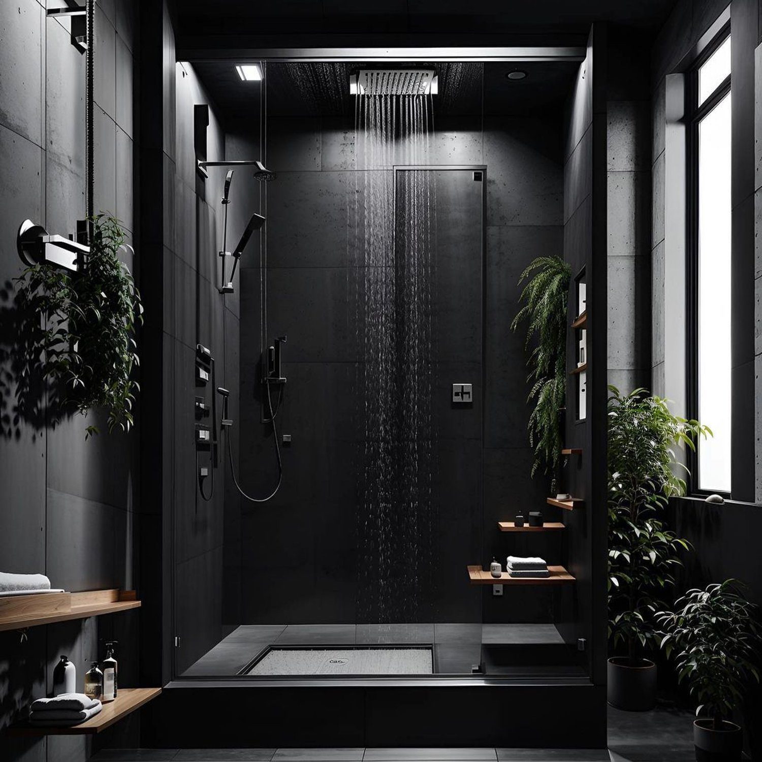 Modern and Sleek Black Bathroom with Luxurious Fixtures