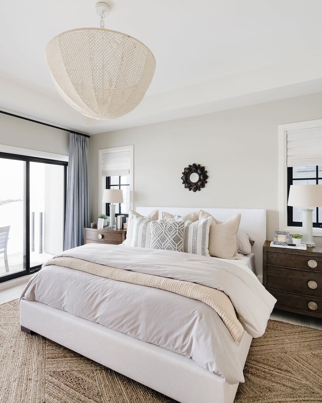 A serene bedroom design with a cohesive beige palette