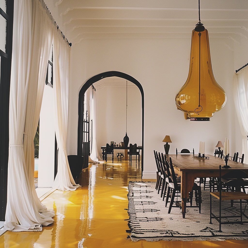 A harmonious blend of traditional and modern elements in a dining room