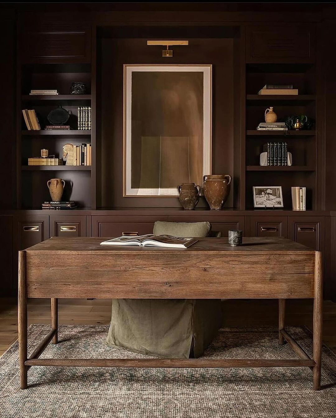 Sophisticated Home Office with Dark Wood Aesthetics