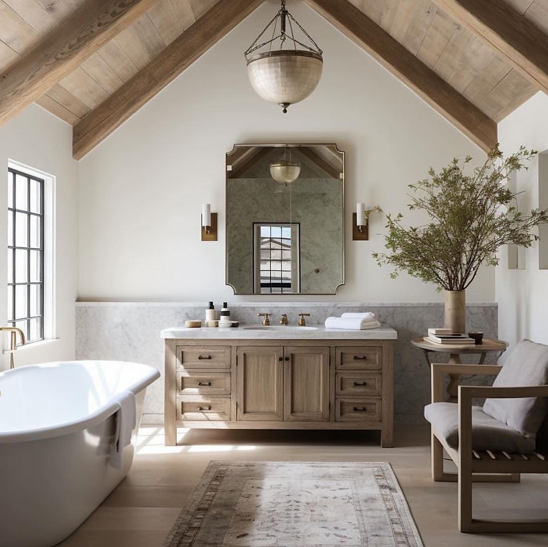 Warm and Inviting Bathroom with Natural Wood Accents