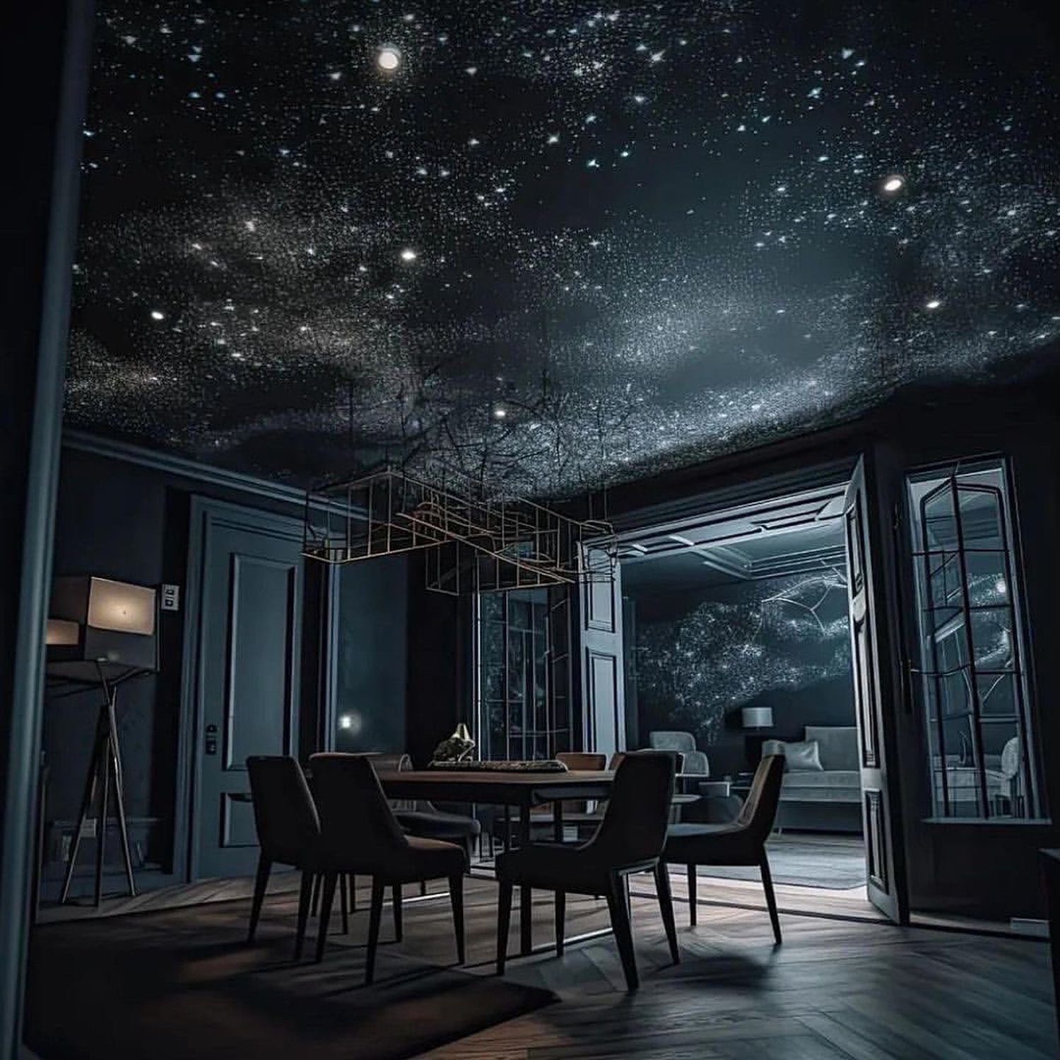 Starry Night Ceiling in a Modern Dining Room