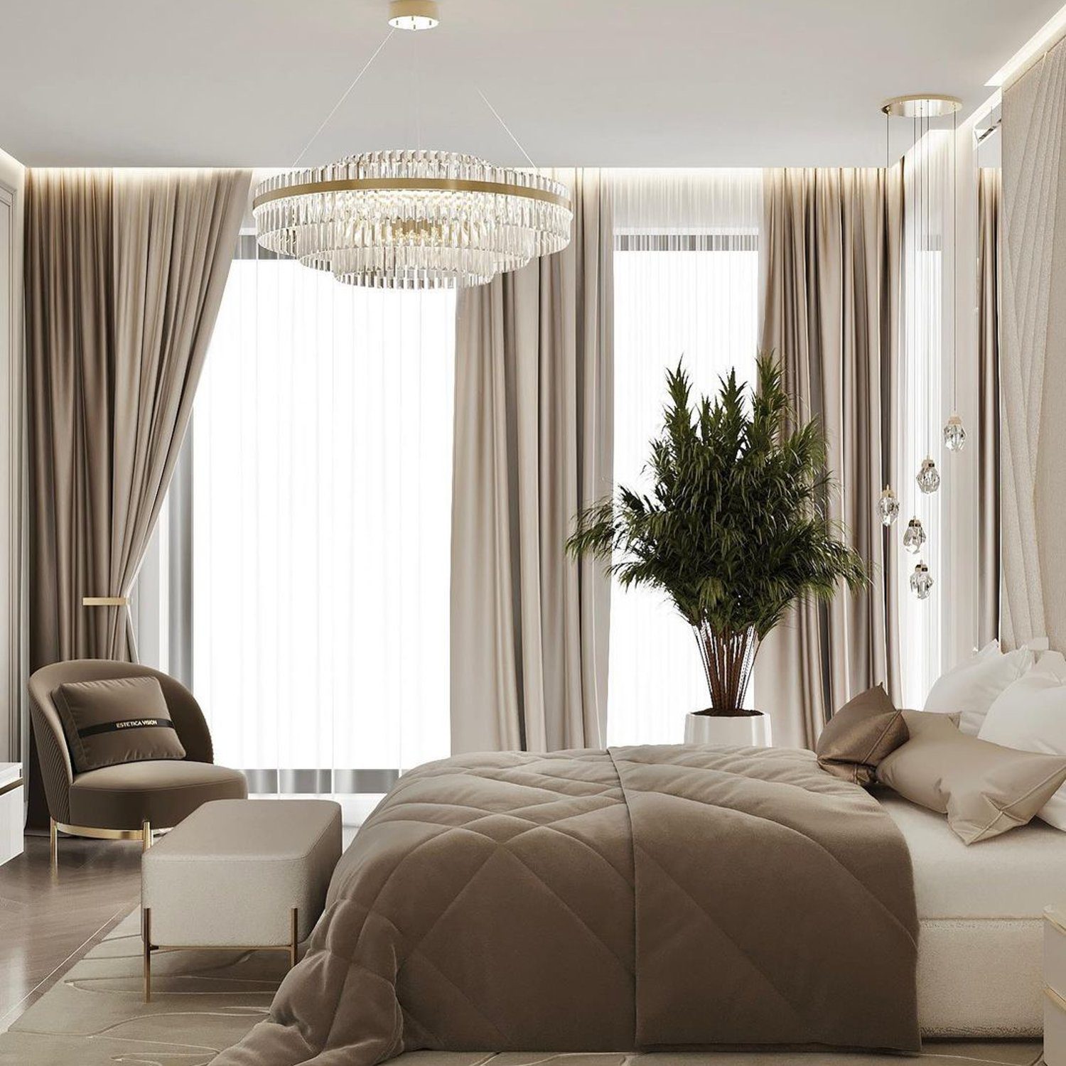 Elegant bedroom with a sophisticated design