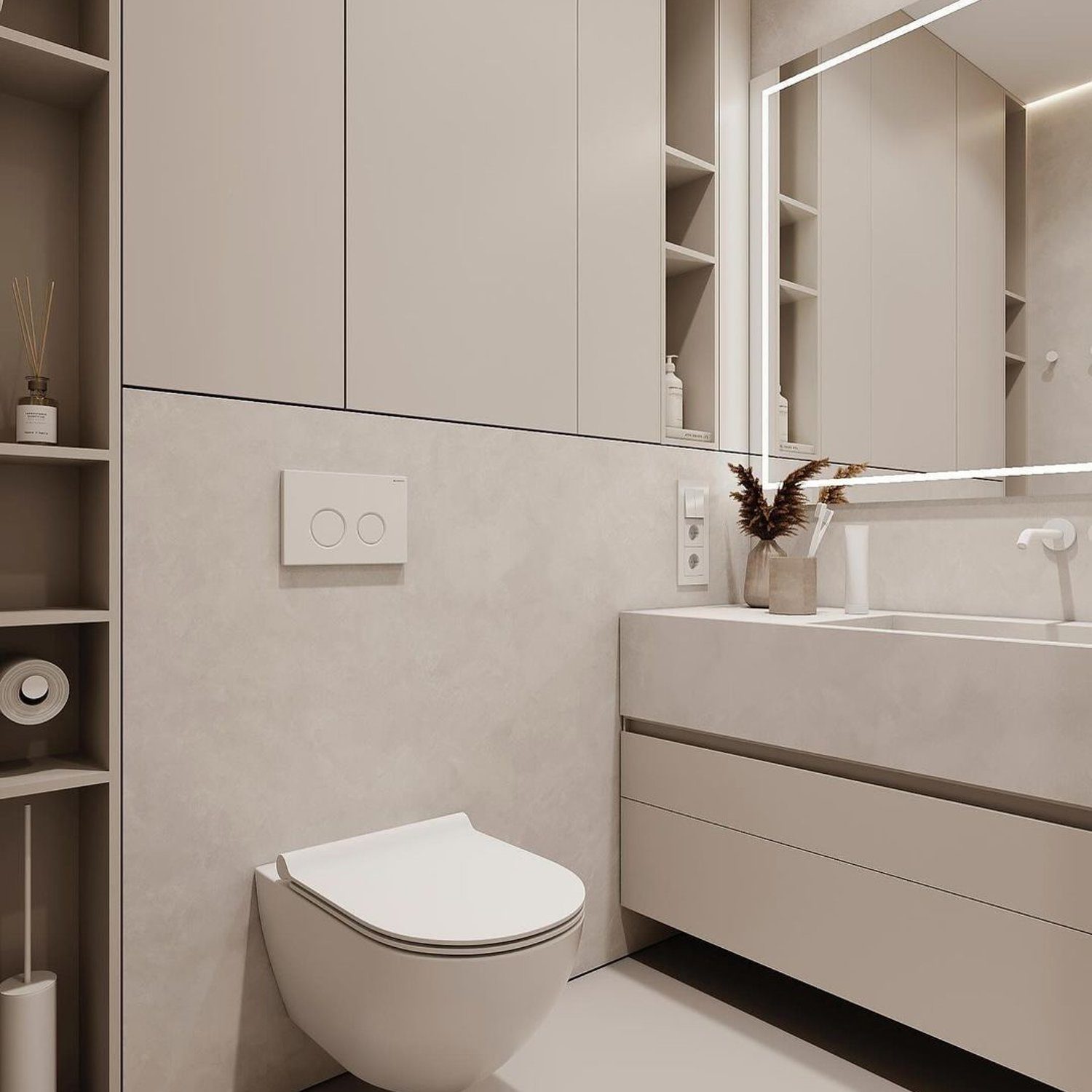 Modern minimalist bathroom with stylish fixtures