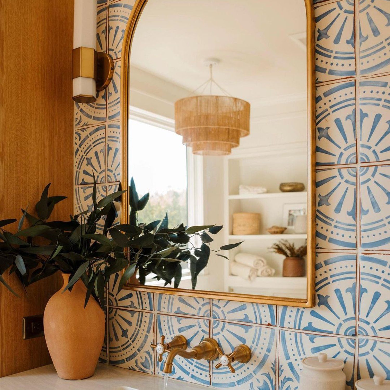 Chic bathroom with decorative tiles