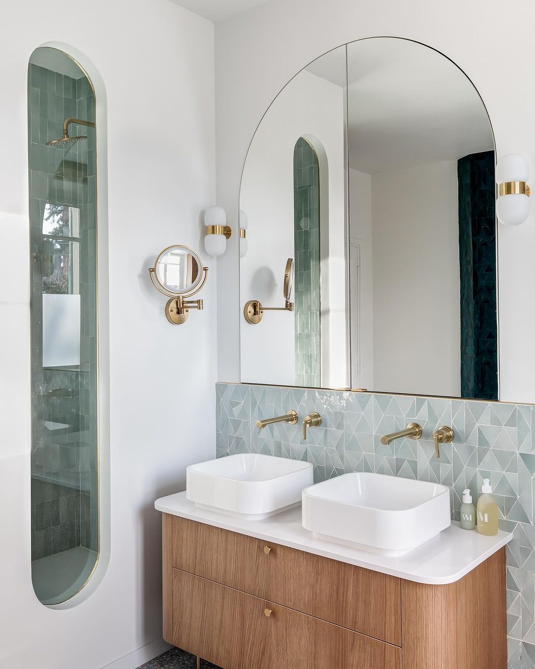 A modern bathroom design with a touch of artistic flair