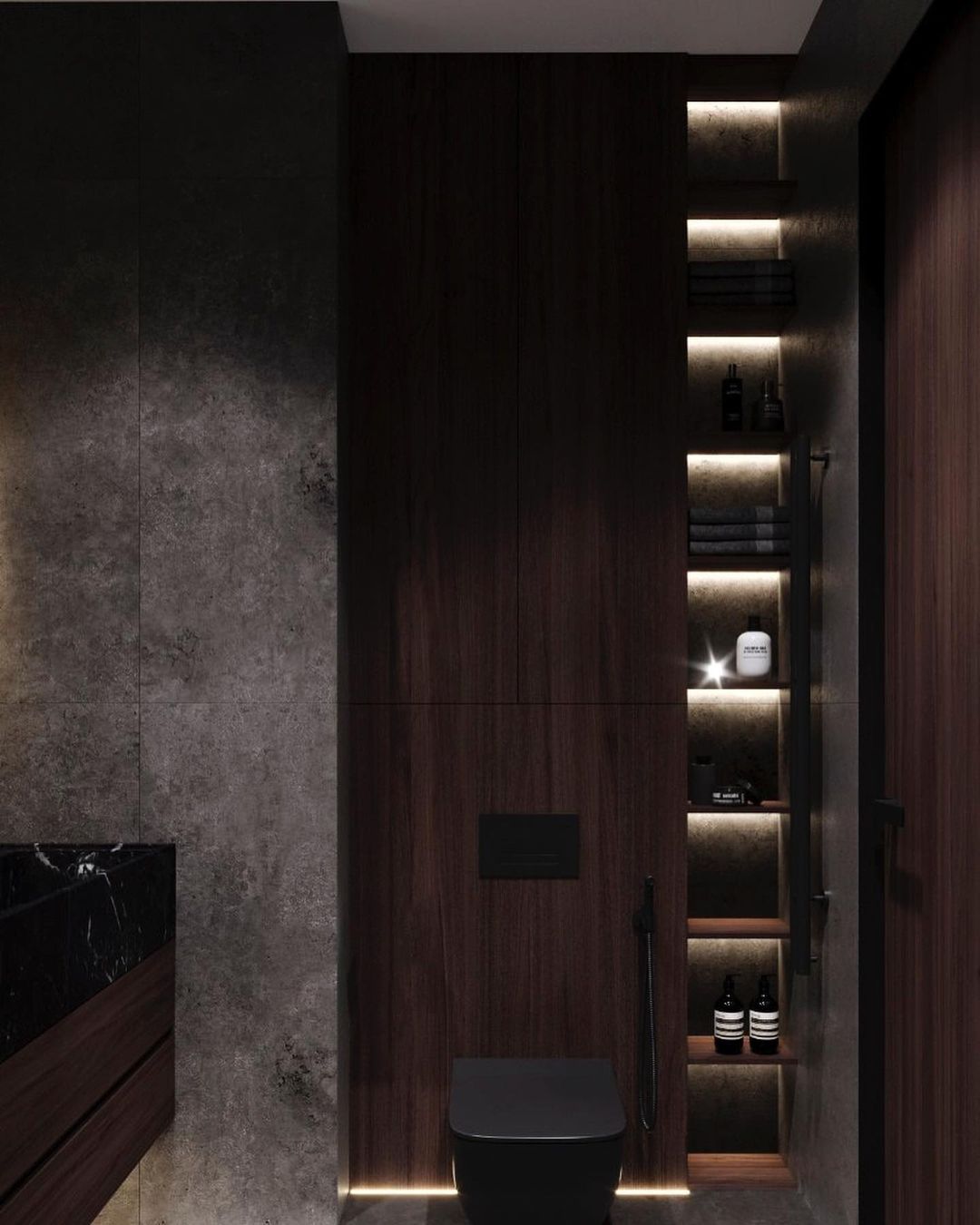 Stylish and modern bathroom with ambient lighting