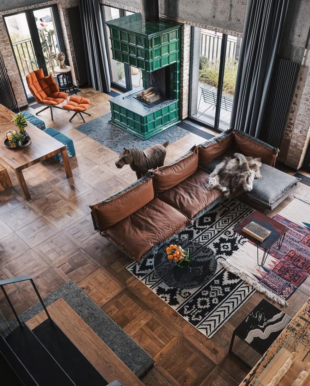 A modern industrial living room