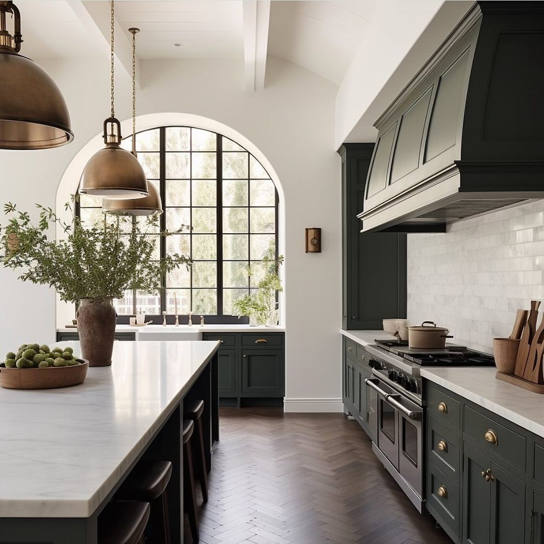 Modern Kitchen with Arched Window