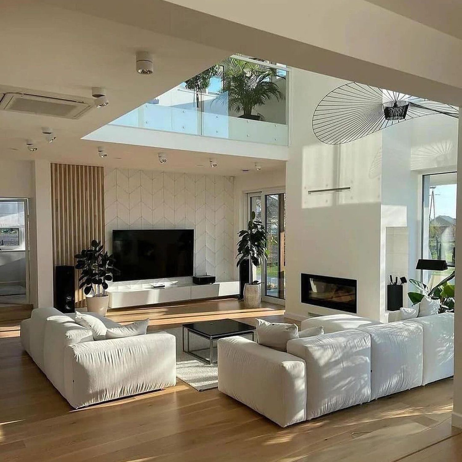 Modern and airy living room with natural light