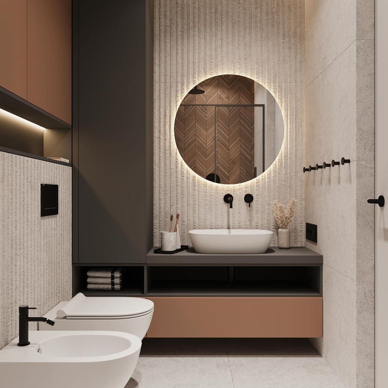 Stylish modern bathroom with elegant finishes