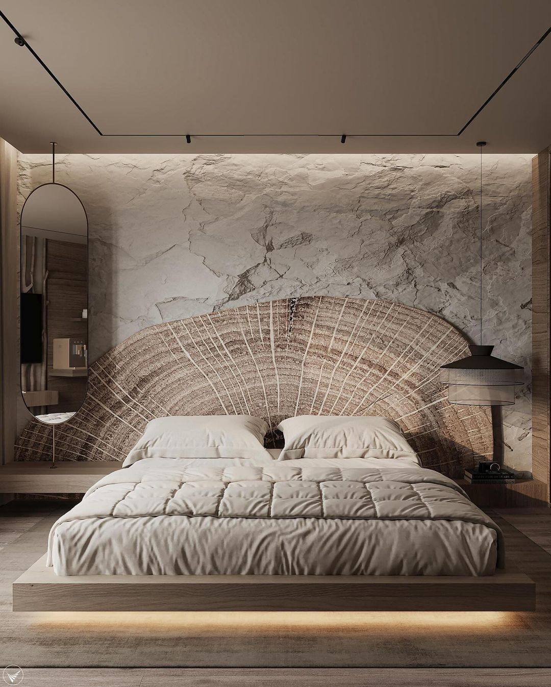 Contemporary Bedroom with a Textured Headboard