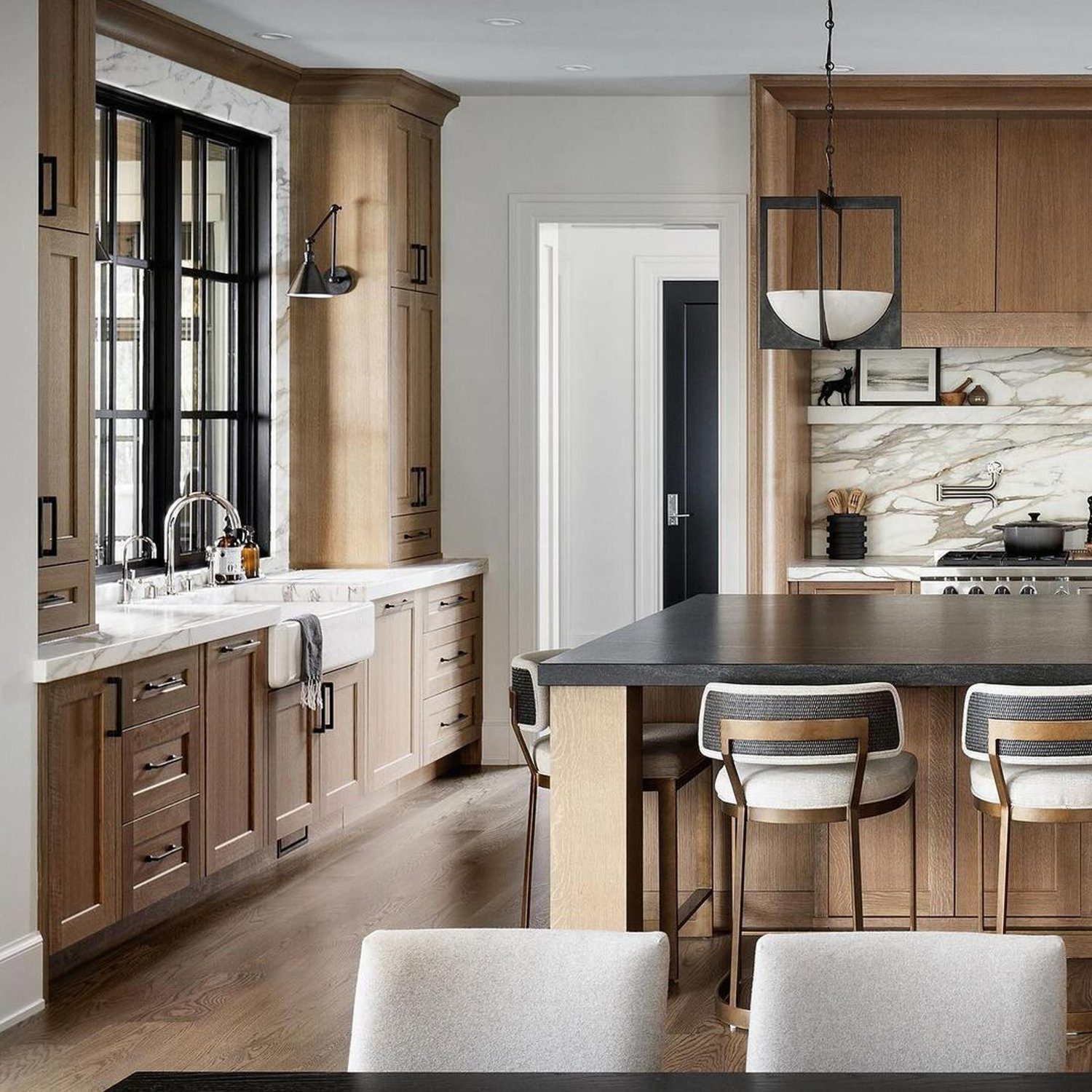 Stylish modern kitchen with wooden cabinetry