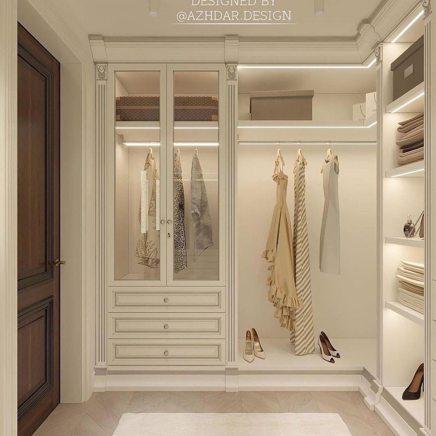 Elegant walk-in closet with optimal storage