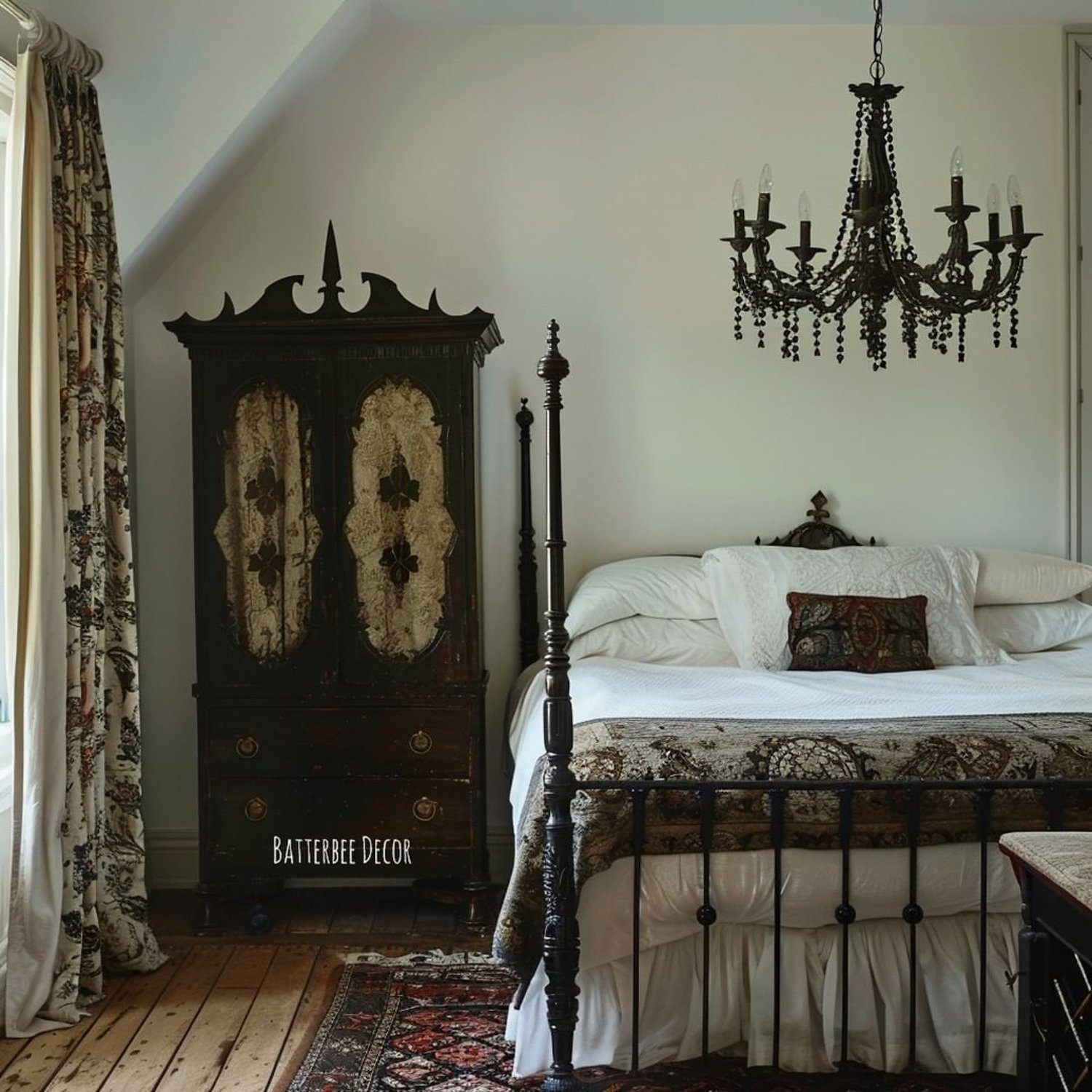 Elegant vintage bedroom with Gothic influences